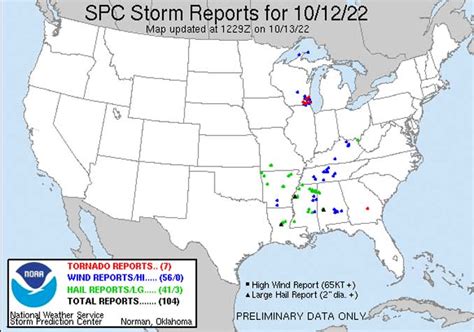 (MEG) The Storm Reports page is organized based on reports received from 1200 UTC to 1159 UTC the next day. . Storm prediction center reports